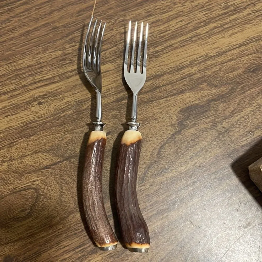 Vintage Sheffield Stag Horn Fork Set